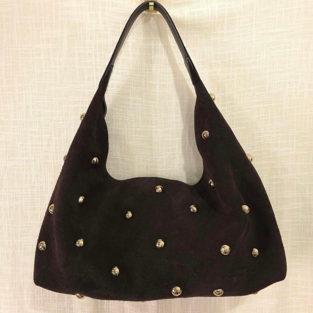 Madewell Women's The Mylie Shoulder Bag in Studded Suede - Dark Carob